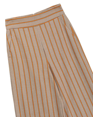 Pantalón fluido lino raya naranja