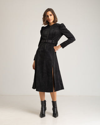 Vestido negro Filipa manga abullonada – Dolores Promesas