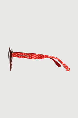 Semi-transparent burgundy cat eye glasses