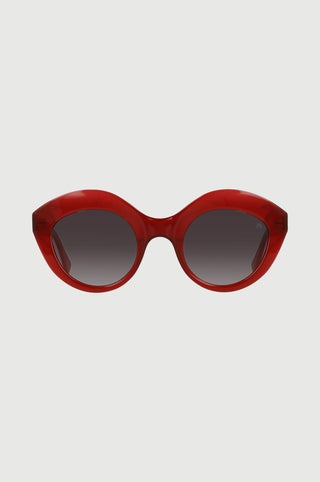 Semi-transparent burgundy cat eye glasses